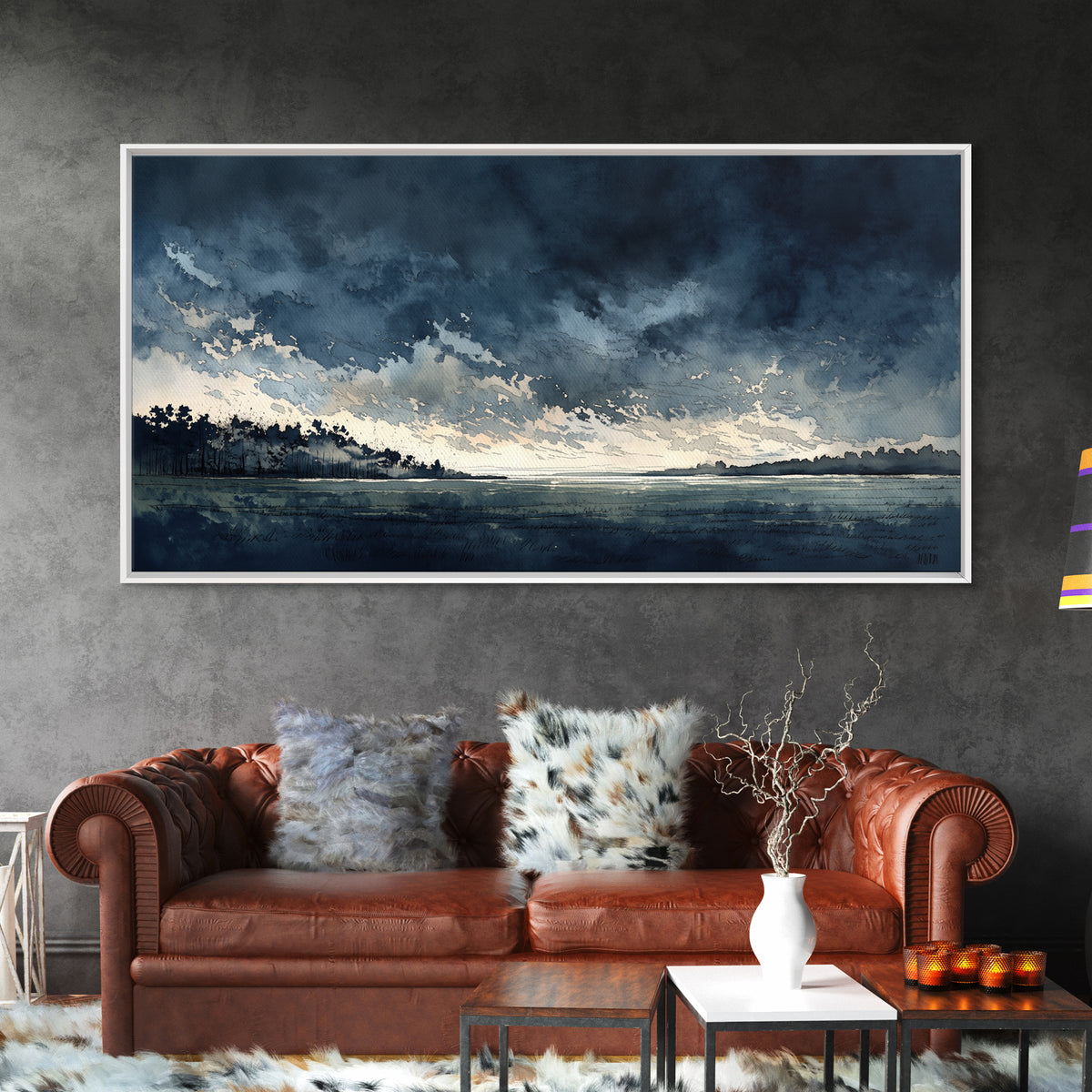 Elegant Ink Wash Landscape Canvas Print, General Fine Art, Digital Prints, Living Room Decor, Oil Painting, Large Wall Art, GEN-2x1-64