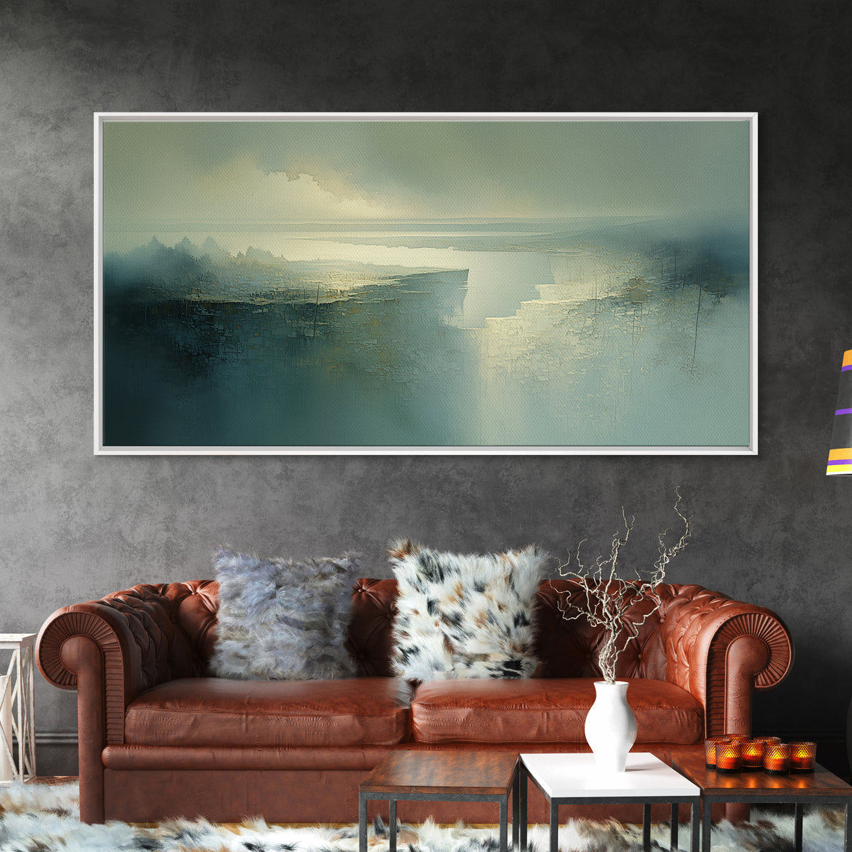 Quiet Abstract River Shape Canvas Print, General Fine Art, Print, Living Room Decor, Abstract Art, Art Deco, GEN-2x1-68