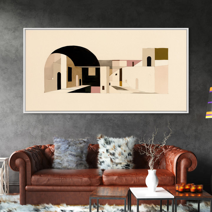 Monochrome Architectural Arch Composition Framed Canvas Print, General Fine Art, Original Painting, Living Room Decor, Fine Art, GEN-2x1-80
