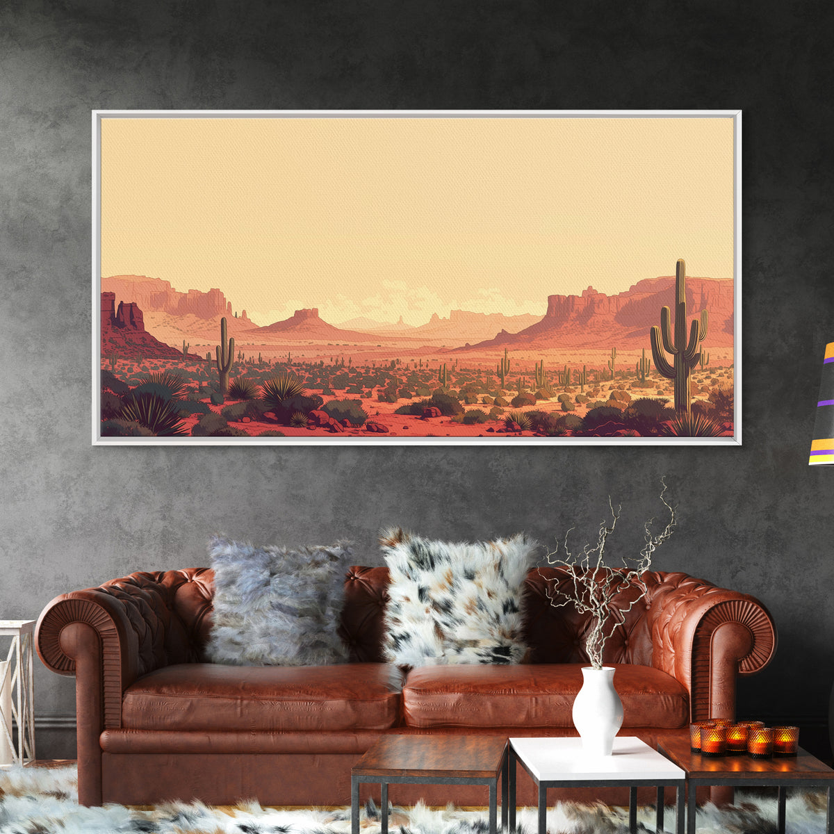 Serene Desert Horizon Framed Canvas Print, General Fine Art, Mid Century Modern, Living Room Decor, Fine Art, GEN-2x1-85