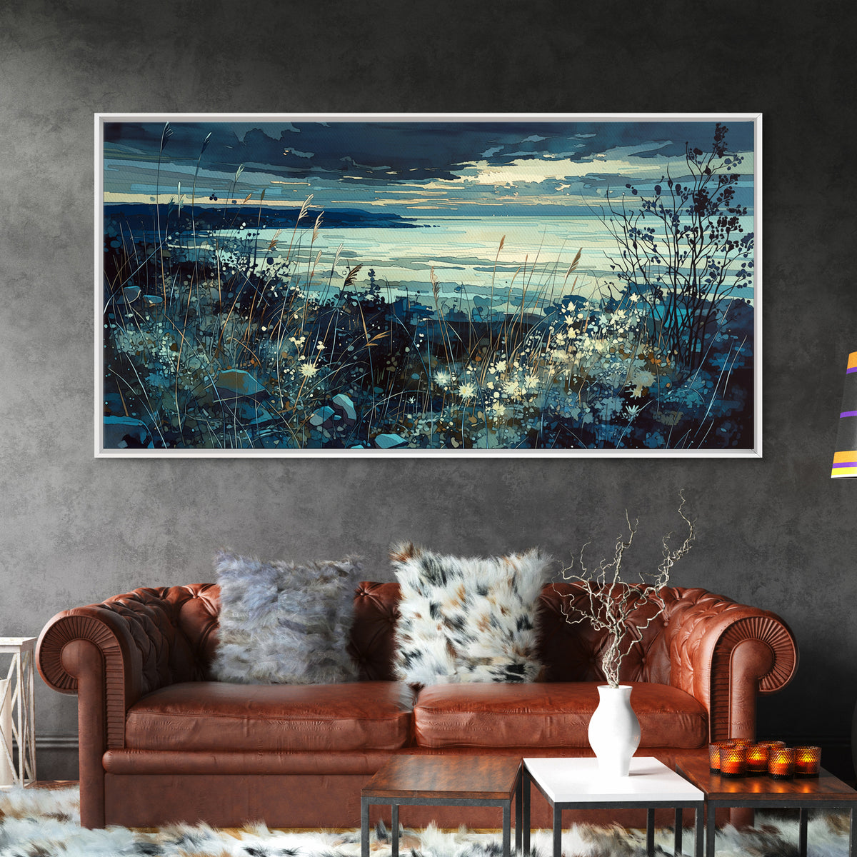 Quiet Abstract Landscape Canvas Print, General Fine Art, Oil Painting, Living Room Decor, Fine Art, Gallery Decor, GEN-2x1-93