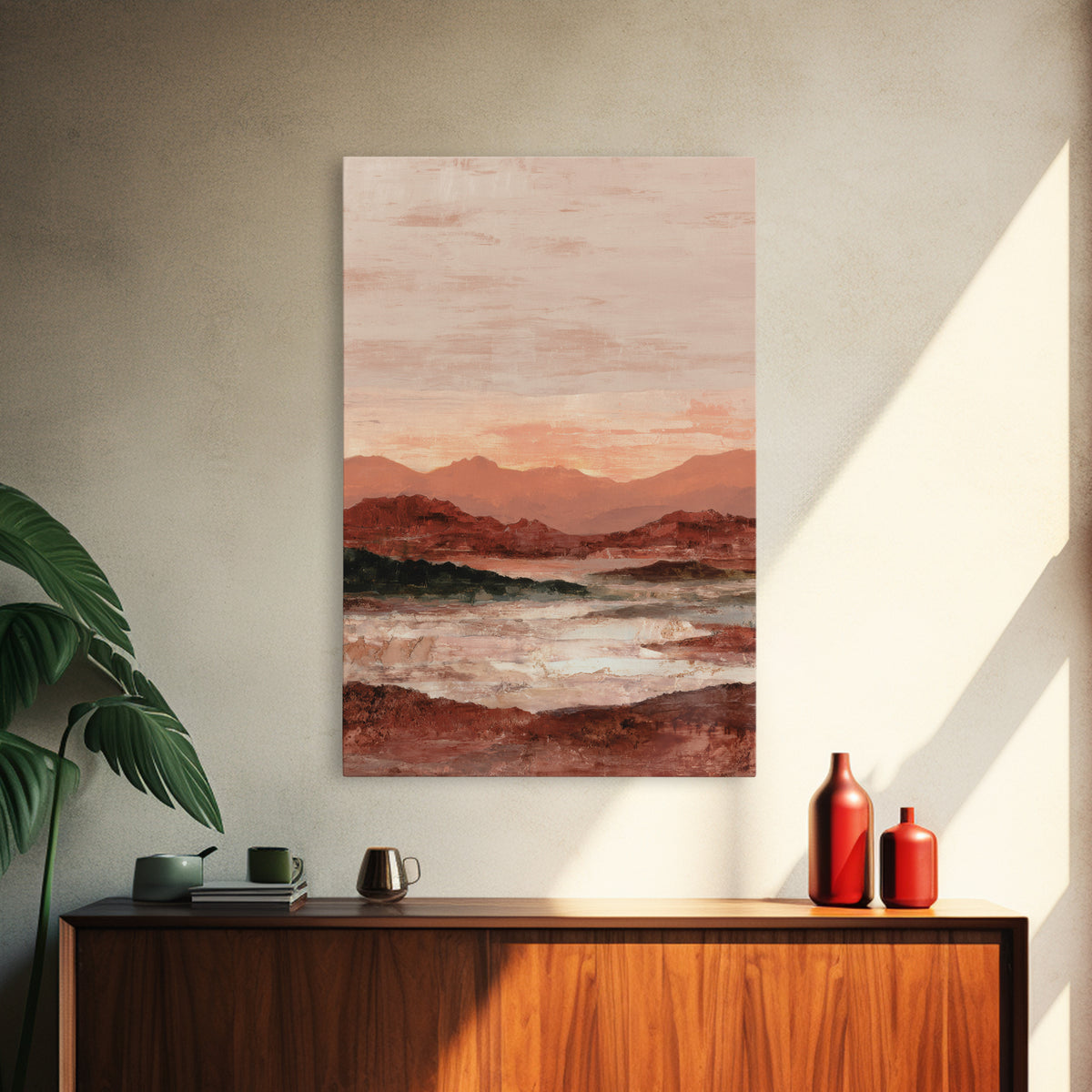 Serene Desert Horizon Framed Canvas Print, General Fine Art, Digital Prints, Living Room Decor, Oil Painting, GEN-2x3-1