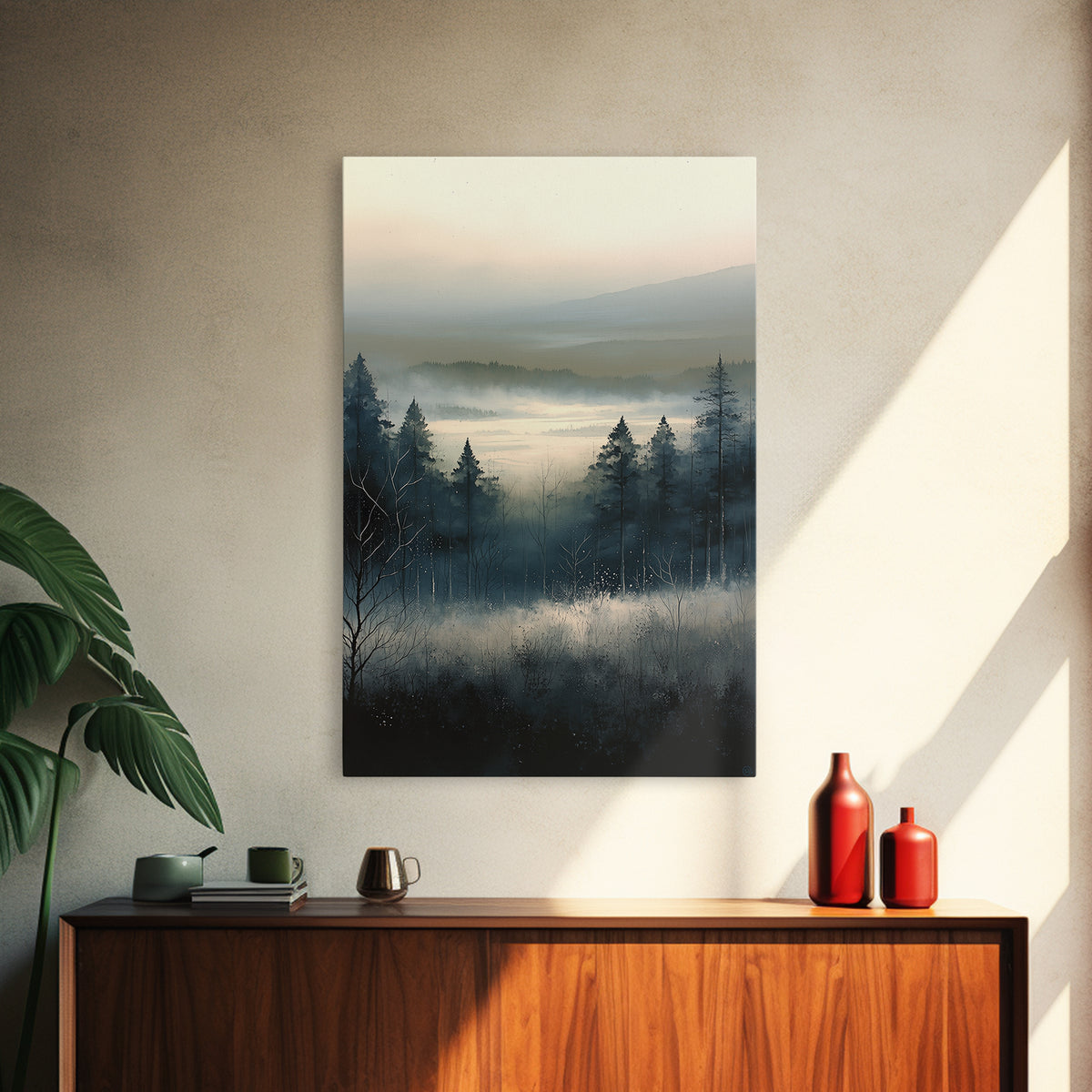 Elegant Ink Wash Landscape Framed Canvas Print, General Fine Art, Wall Decor, Living Room Decor, Fine Art, Original Painting, GEN-2x3-100