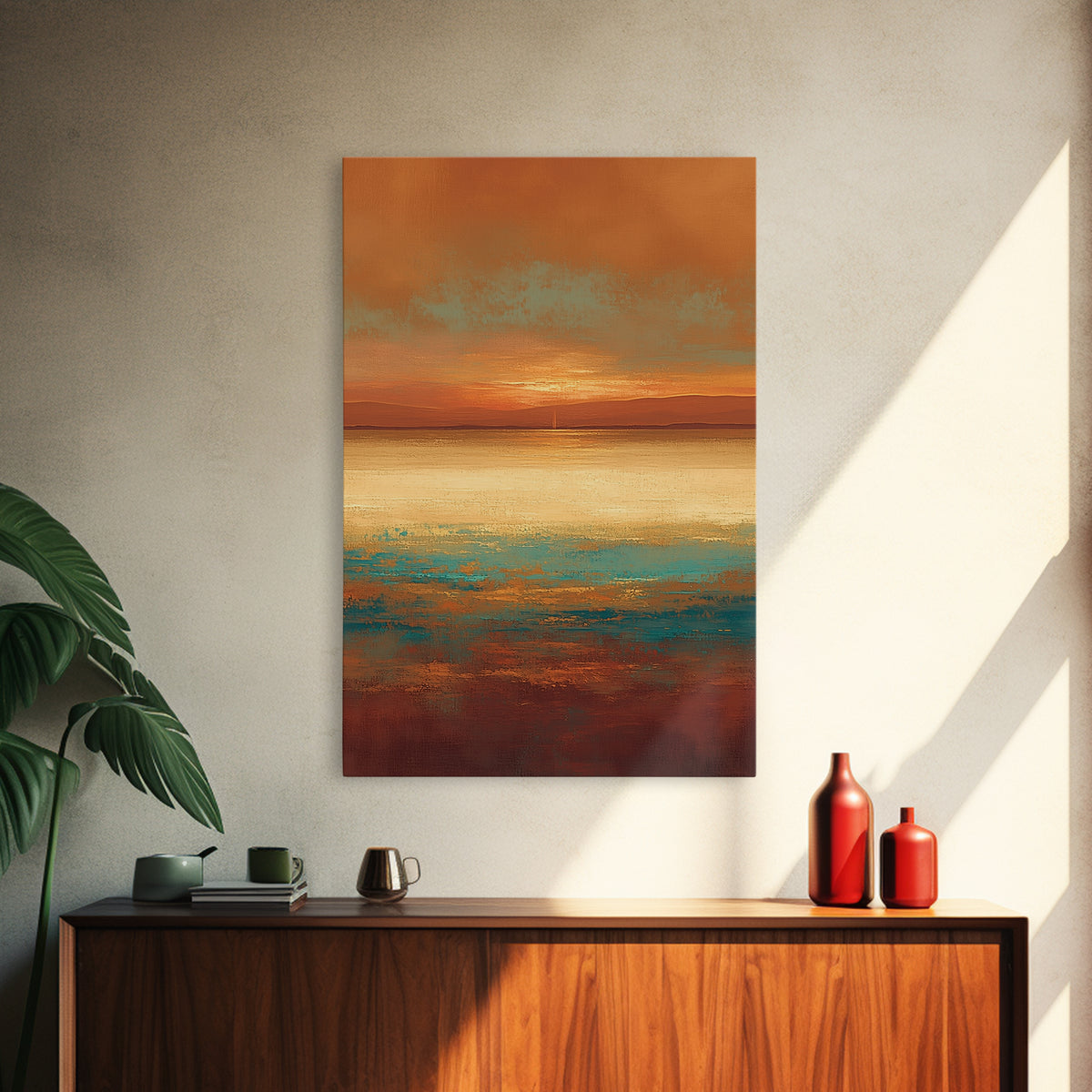 Serene Desert Horizon Framed Canvas Print, General Fine Art, Digital Prints, Living Room Decor, Oil Painting, GEN-2x3-25