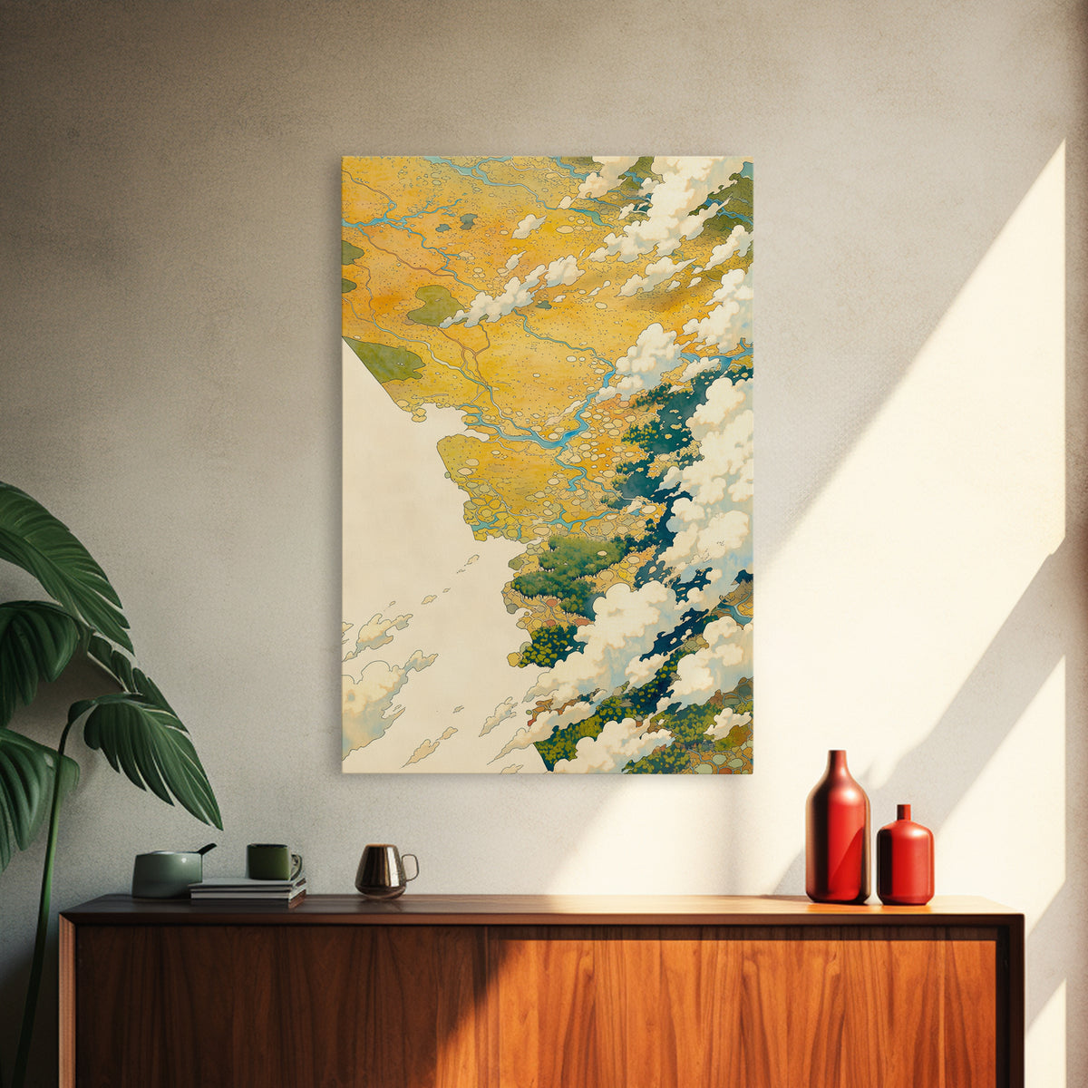 Quiet Abstract River Shape Canvas Print, General Fine Art, Statement Artwork, Living Room Decor, Abstract Art, GEN-2x3-32