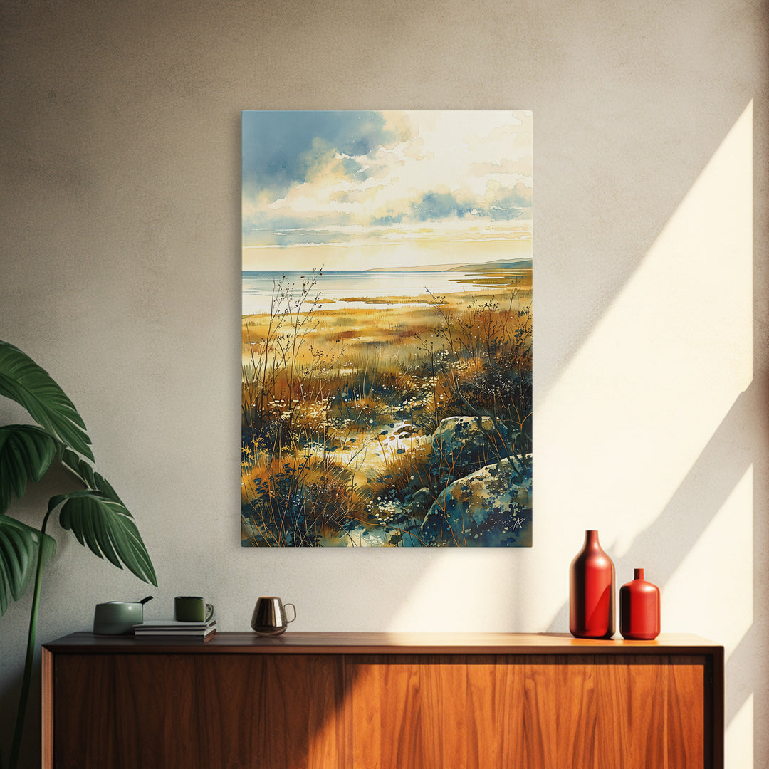 Quiet Abstract Landscape Framed Canvas Print, General Fine Art, Wall Art Prints, Living Room Decor, Watercolor Art, GEN-2x3-33