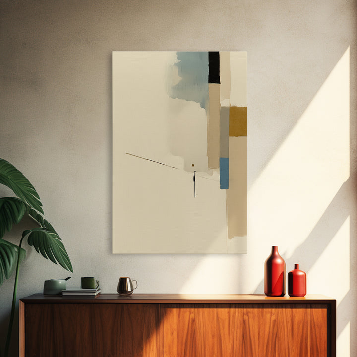 Minimal Black Line Figure on Textured Paper Canvas Print, General Fine Art, Print, Living Room Decor, Fine Art, GEN-2x3-35