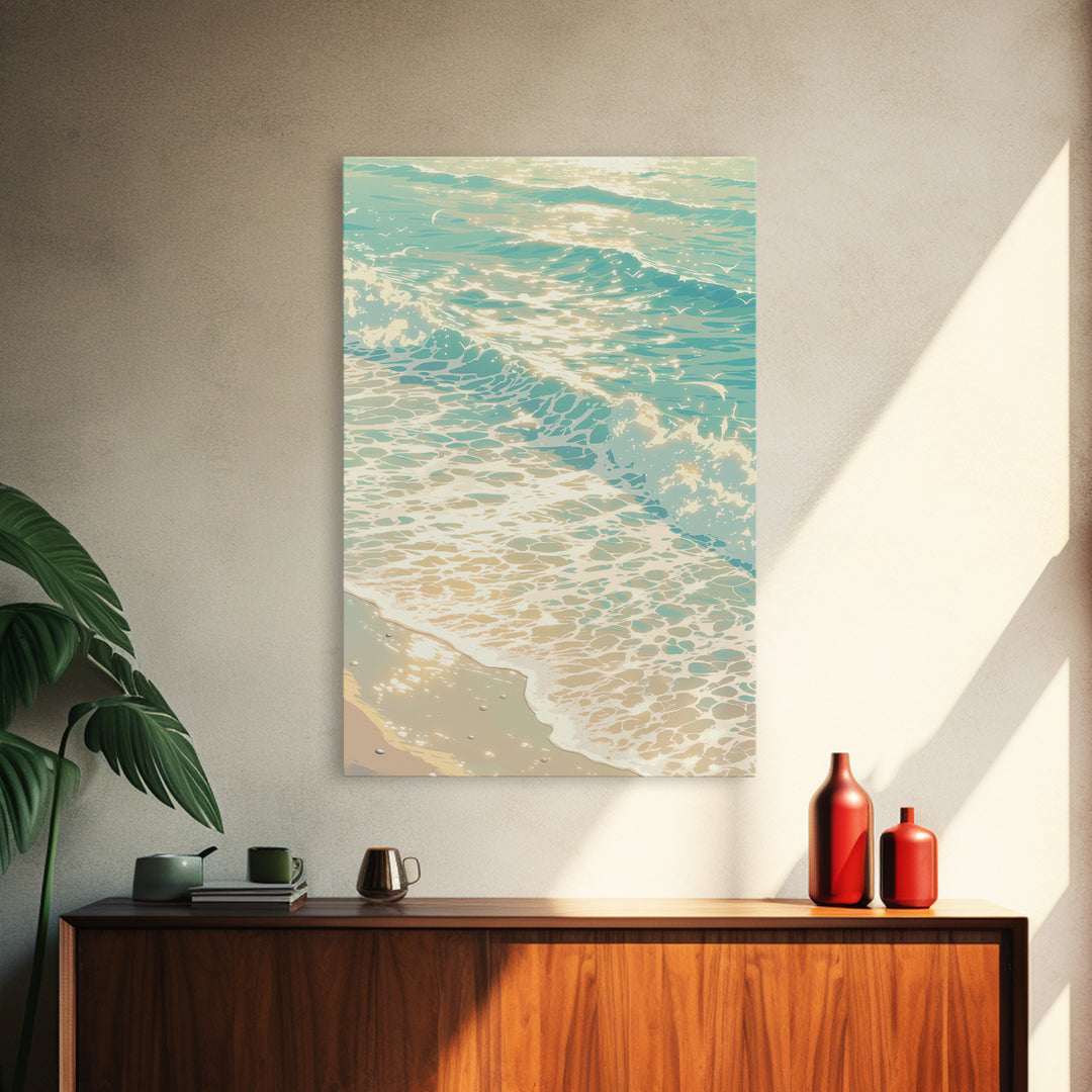 Coastal Water Study Framed Canvas Print, General Fine Art, Art Print, Living Room Decor, Fine Art, Original Art, GEN-2x3-37