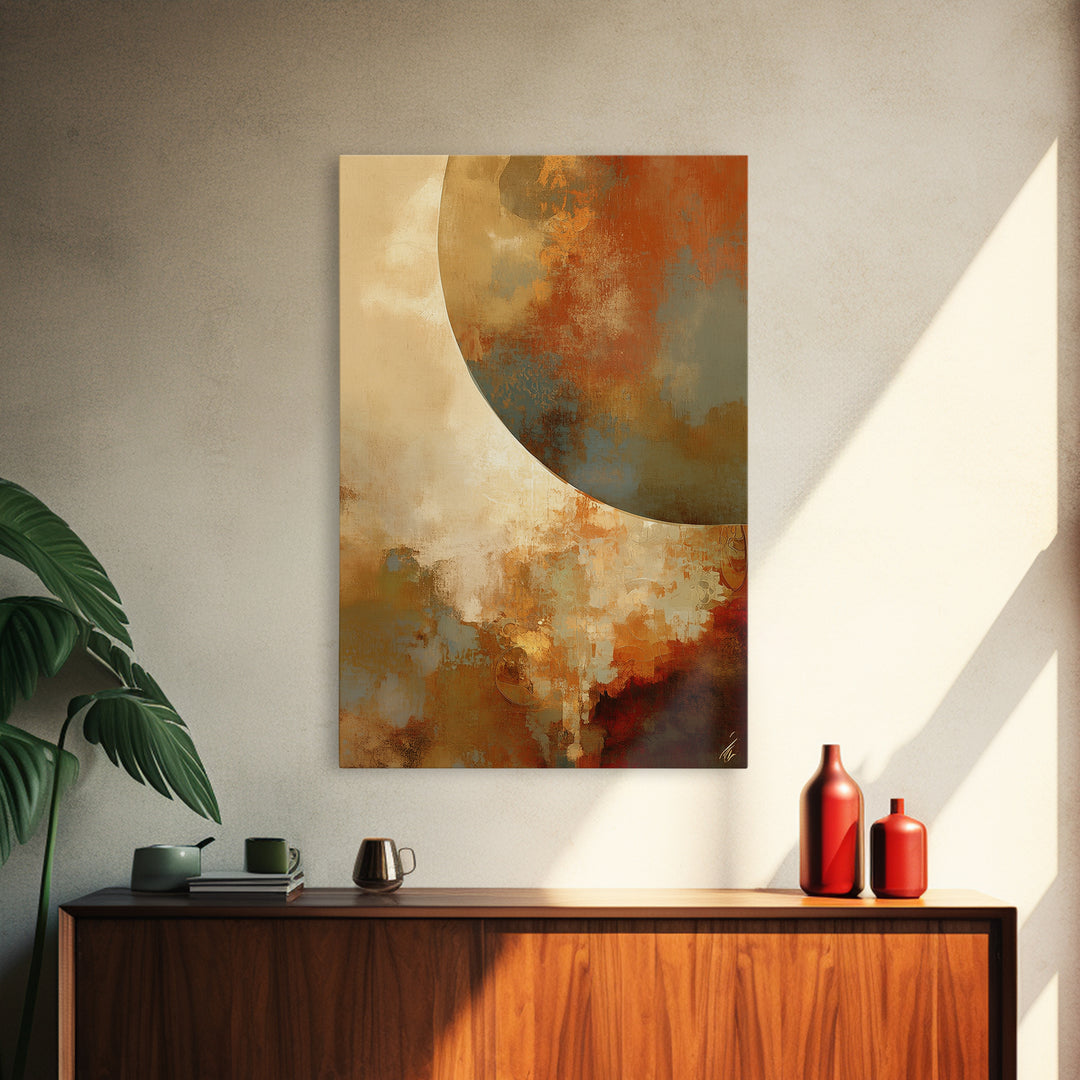 Warm Terracotta Abstract Framed Canvas Print, General Fine Art, Painting, Living Room Decor, Abstract Art, Oil Painting, GEN-2x3-38