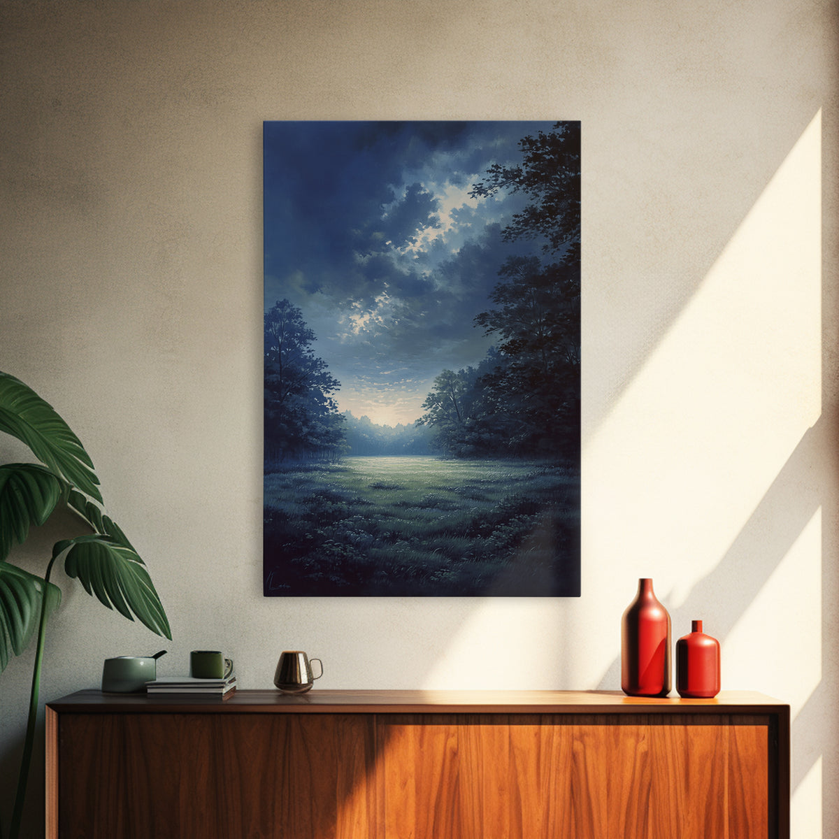 Moody Forest Clearing Canvas Print, General Fine Art, Contemporary Art, Living Room Decor, Fine Art, Digital Art, GEN-2x3-40