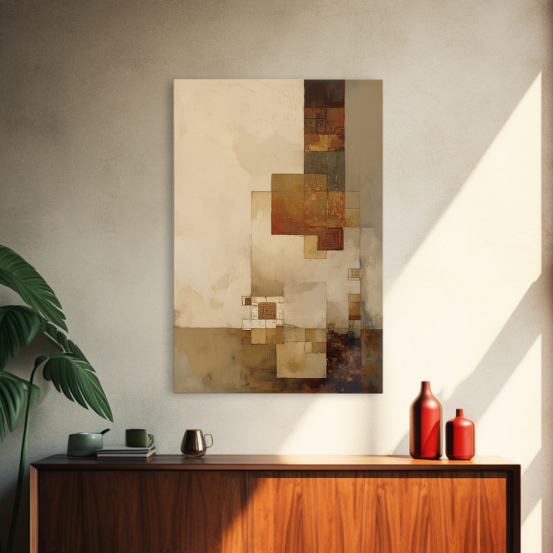 Earthy Plaster Texture Abstract Framed Canvas Print, General Fine Art, Digital Art, Living Room Decor, Fine Art, GEN-2x3-47