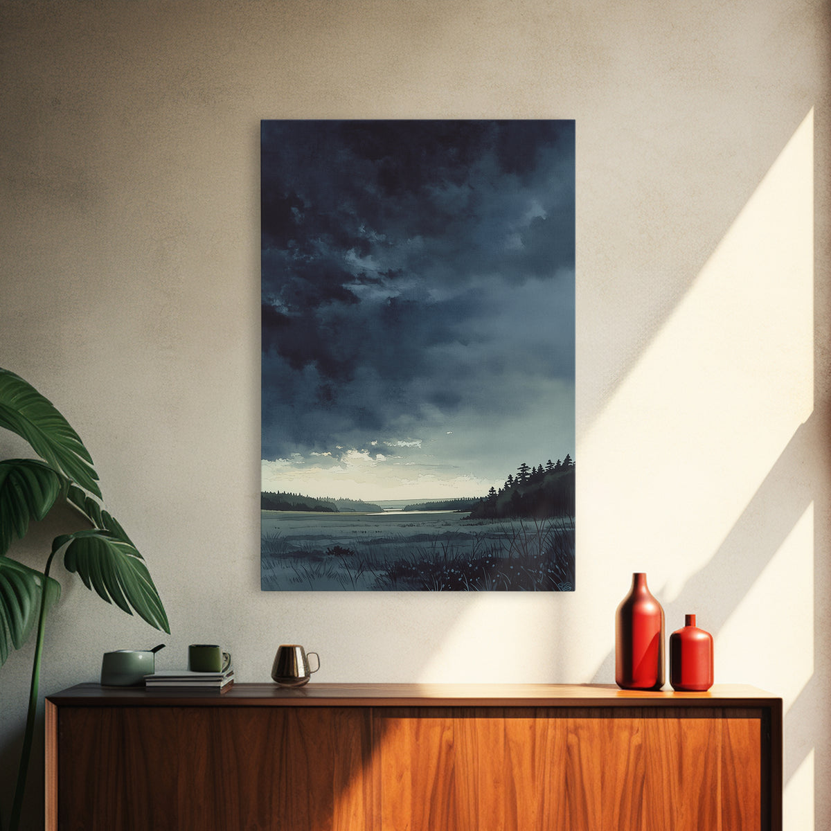Elegant Ink Wash Landscape Framed Canvas Print, General Fine Art, Poster, Living Room Decor, Fine Art, Wall Art Prints, GEN-2x3-52