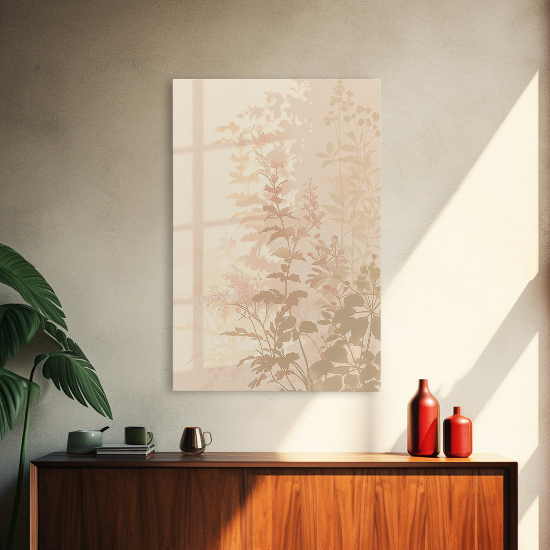Botanical Silhouette Series Framed Canvas Print, General Fine Art, Canvas, Living Room Decor, Watercolor Art, GEN-2x3-53