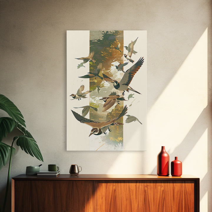 Minimal Birds in Flight over an Open Framed Canvas Print, General Fine Art, Minimalist Decor, Living Room Decor, Fine Art, GEN-2x3-6