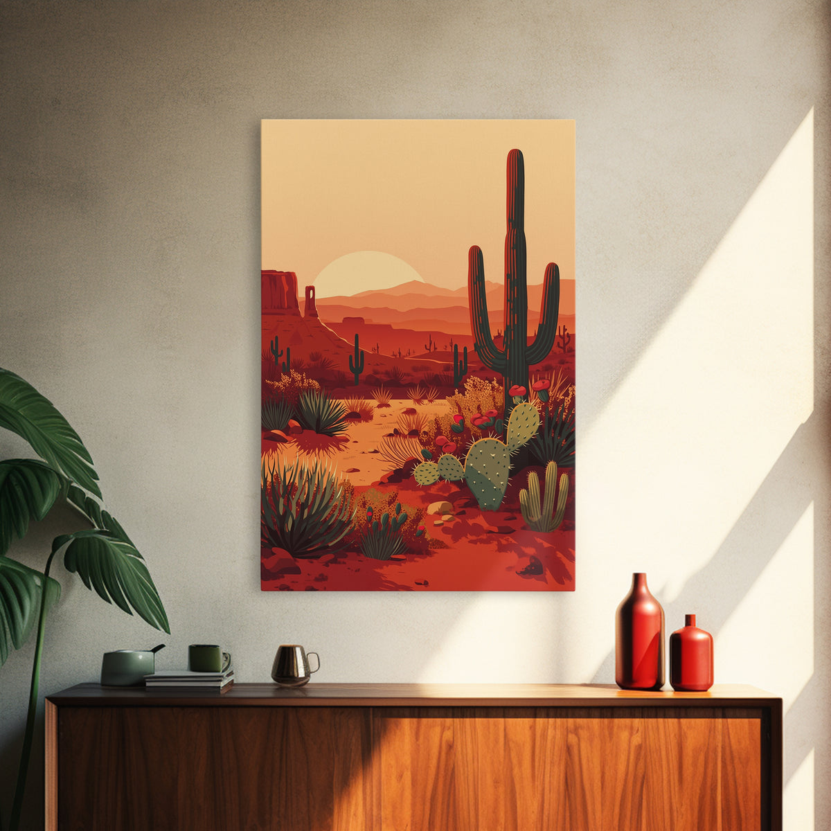 Serene Desert Horizon Framed Canvas Print, General Fine Art, Digital Wall Art, Living Room Decor, Fine Art, Neutral Decor, GEN-2x3-73