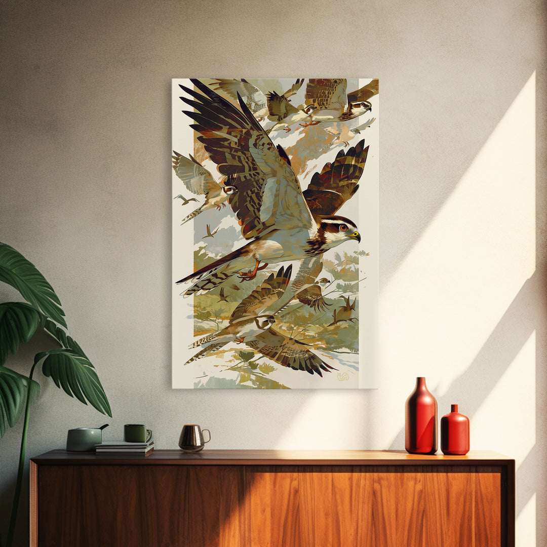 Minimal Birds in Flight over an Open Framed Canvas Print, General Fine Art, Art Prints, Living Room Decor, Fine Art, GEN-2x3-78
