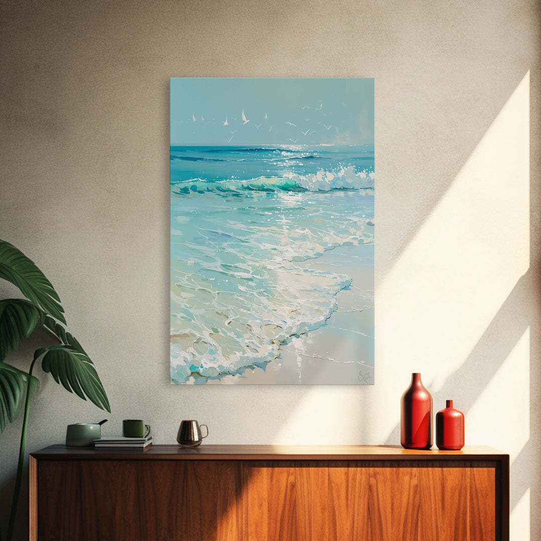 Coastal Water Study Framed Canvas Print, General Fine Art, Wall Hanging, Living Room Decor, Fine Art, Statement Artwork, GEN-2x3-85
