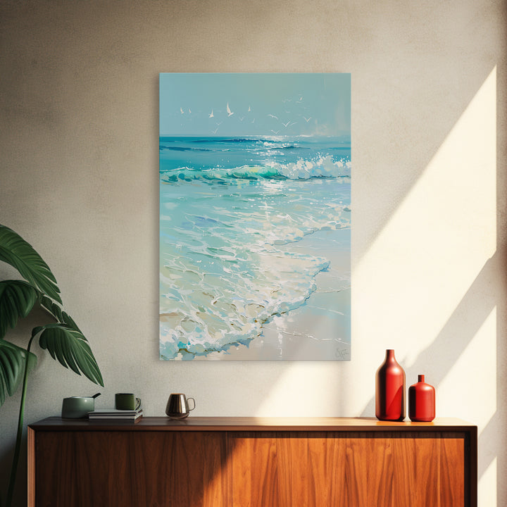 Coastal Water Study Framed Canvas Print, General Fine Art, Wall Hanging, Living Room Decor, Fine Art, Statement Artwork, GEN-2x3-85