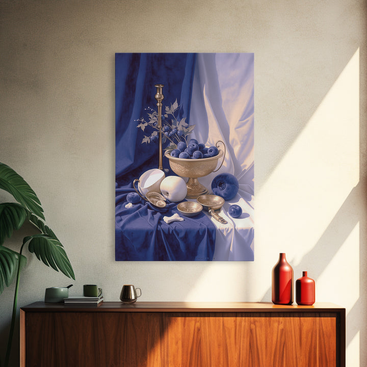 Simple Still Life of Fruit and Linen Canvas Print, General Fine Art, Oil Painting, Living Room Decor, Abstract Art, GEN-2x3-96