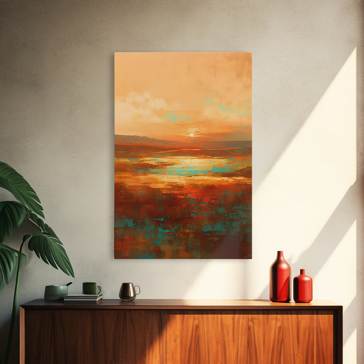 Serene Desert Horizon Framed Canvas Print, General Fine Art, Digital Wall Art, Living Room Decor, Fine Art, Neutral Decor, GEN-2x3-97