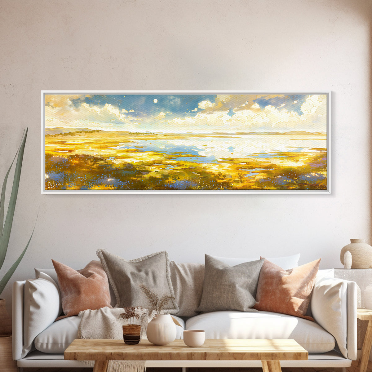 Dreamlike Moonlit Lake Canvas Print, General Fine Art, Art Deco, Living Room Decor, Fine Art, Fine Art Print, GEN-3x1-29