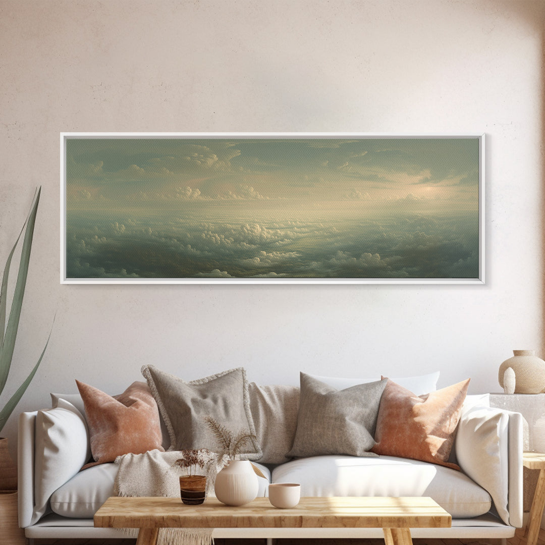 Romantic Cloudscape with Blush and Cream Tones Canvas Print, General Fine Art, Digital Art, Living Room Decor, Abstract Art, GEN-3x1-34