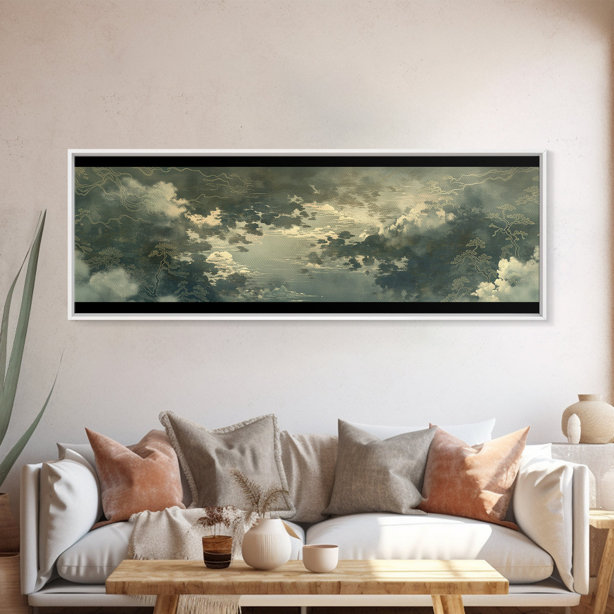 Quiet Abstract River Shape Canvas Print, General Fine Art, Neutral Decor, Living Room Decor, Fine Art, Home Decor, GEN-3x1-40