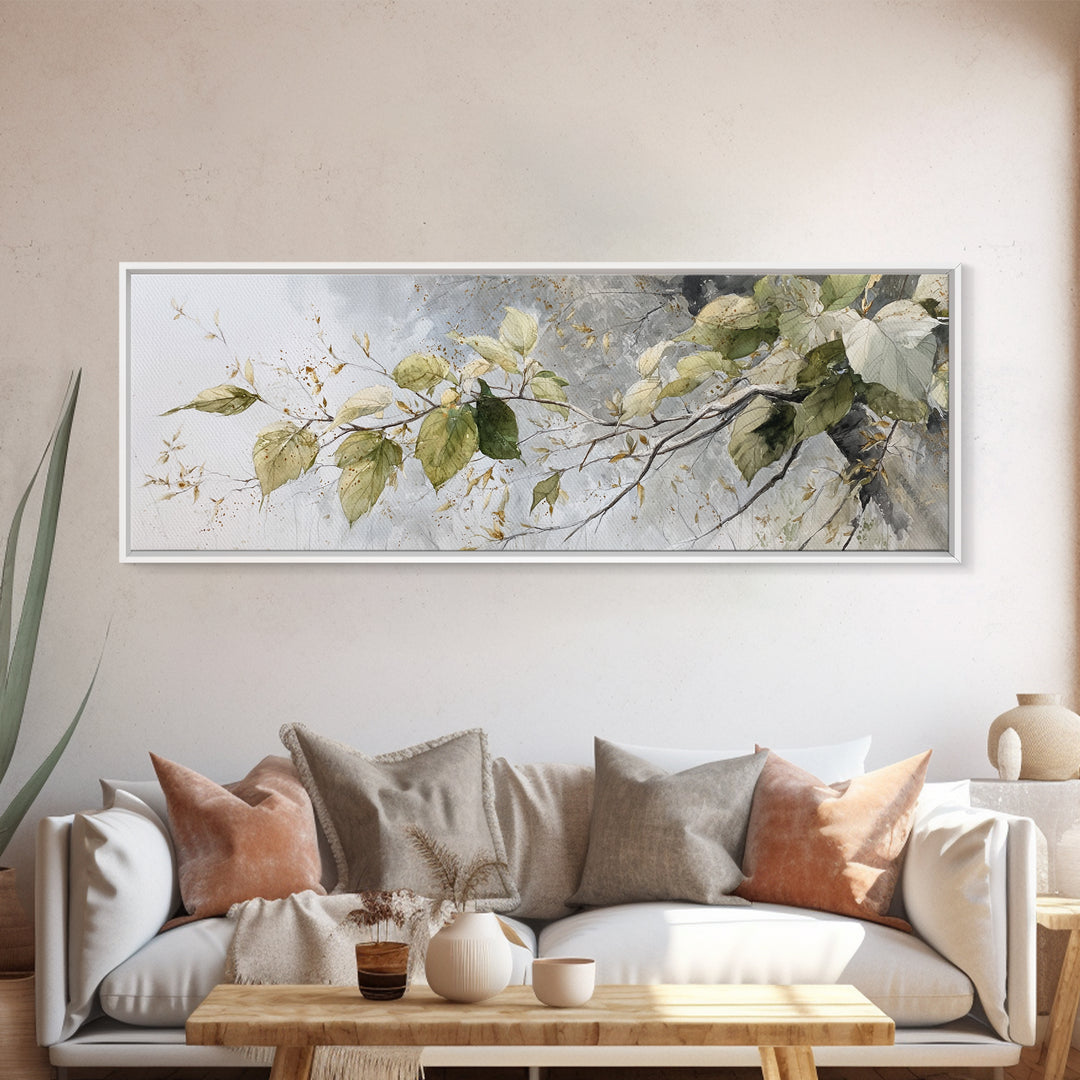 Soft Watercolor Branch Study Framed Canvas Print, General Fine Art, Digital Prints, Living Room Decor, Oil Painting, GEN-3x1-51