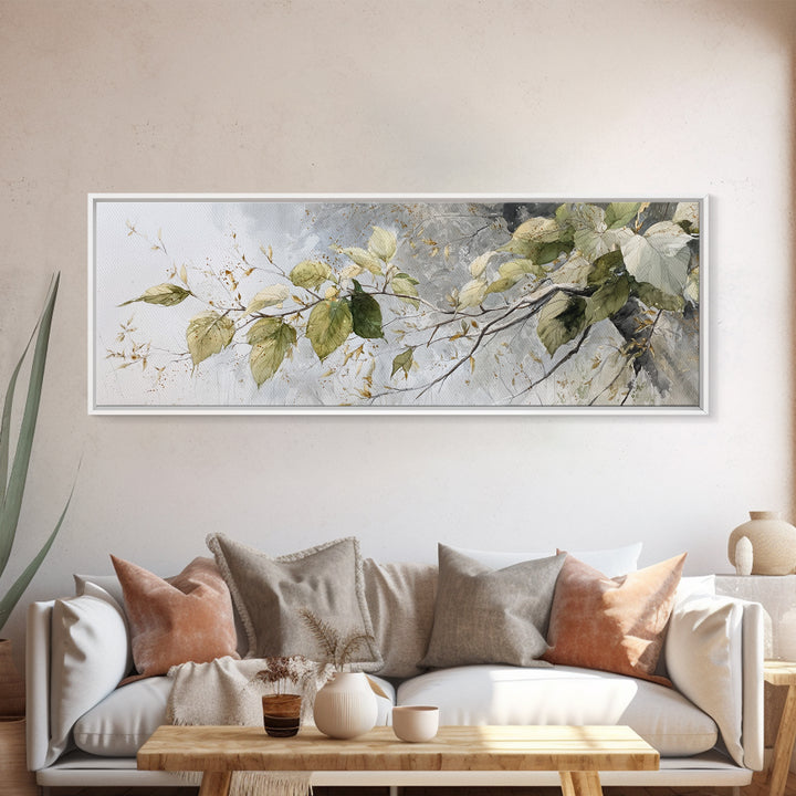Soft Watercolor Branch Study Framed Canvas Print, General Fine Art, Digital Prints, Living Room Decor, Oil Painting, GEN-3x1-51