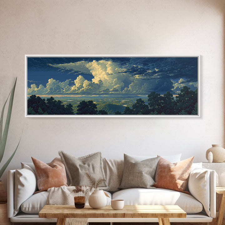 Romantic Cloudscape with Blush and Cream Tones Canvas Print, General Fine Art, Original Painting, Living Room Decor, GEN-3x1-58