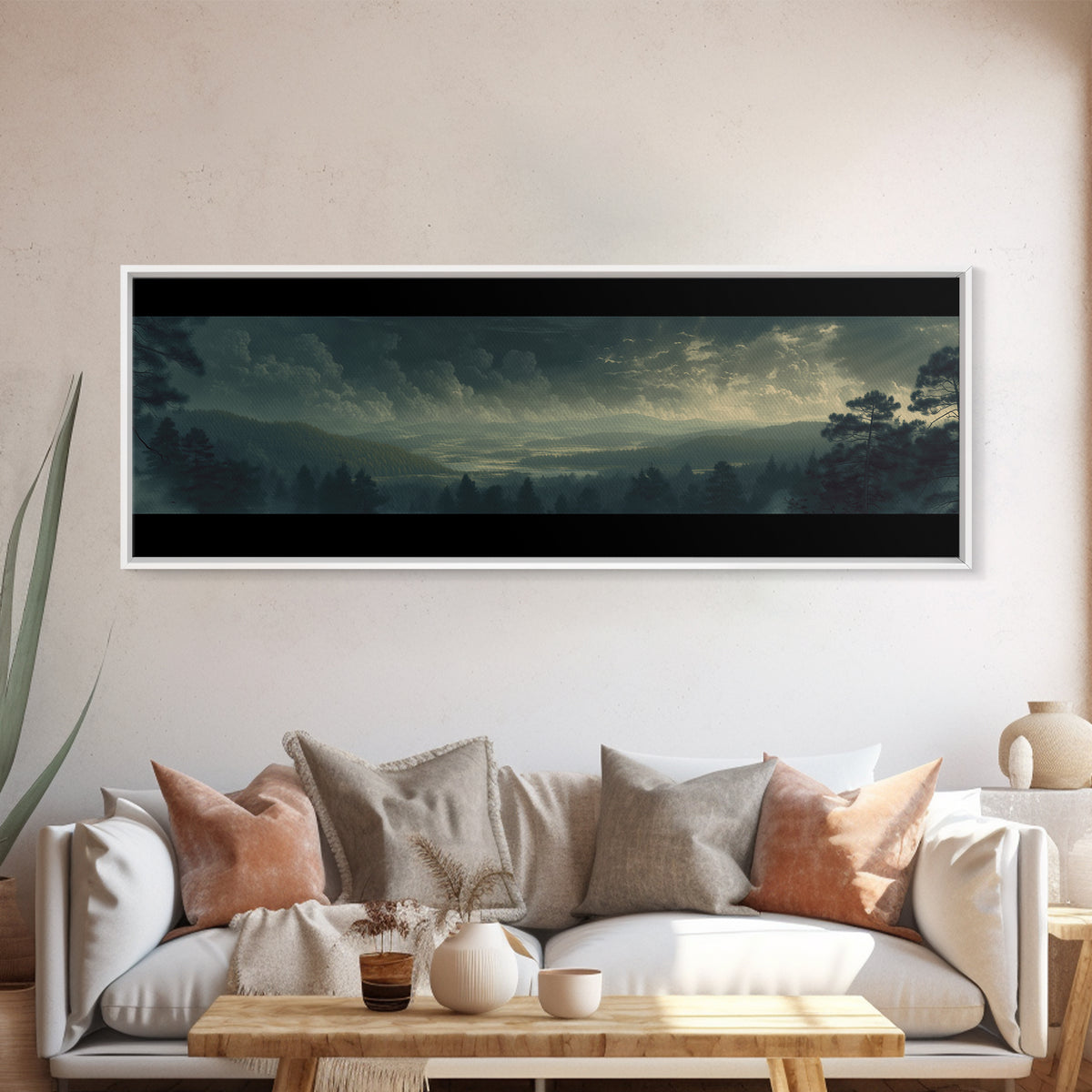 Moody Forest Clearing Framed Canvas Print, General Fine Art, Poster, Living Room Decor, Fine Art, Wall Art Prints, GEN-3x1-72