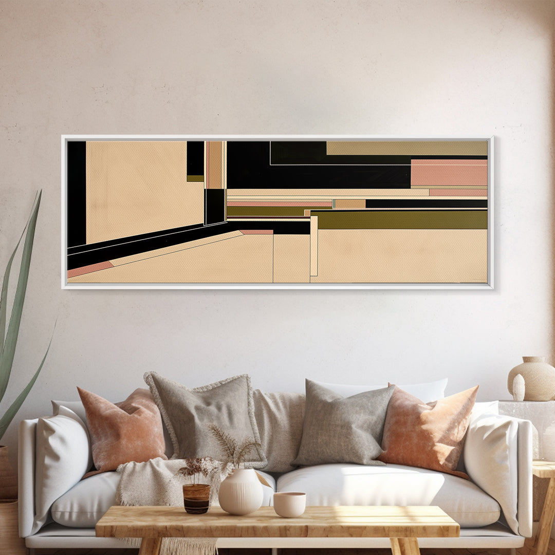 Modern Geometric Composition Framed Canvas Print, General Fine Art, Art Deco, Living Room Decor, Fine Art, Fine Art Print, GEN-3x1-74