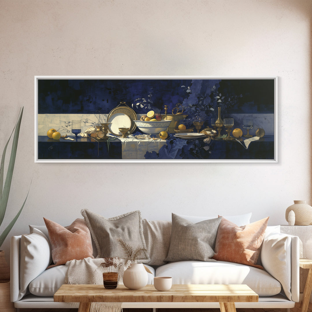 Simple Still Life of Fruit and Linen Canvas Print, General Fine Art, Art Nouveau, Living Room Decor, Abstract Art, GEN-3x1-8