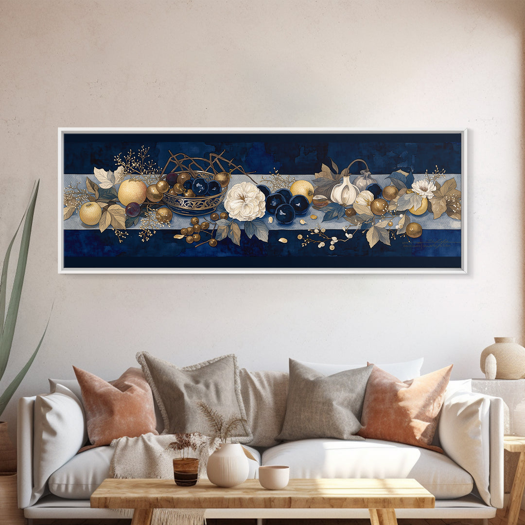 Simple Still Life of Fruit and Linen Canvas Print, General Fine Art, Art, Living Room Decor, Abstract Art, Mid Century Modern, GEN-3x1-80