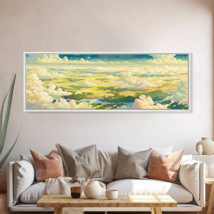 Romantic Cloudscape with Blush and Cream Tones Canvas Print, General Fine Art, Original Painting, Living Room Decor, GEN-3x1-82