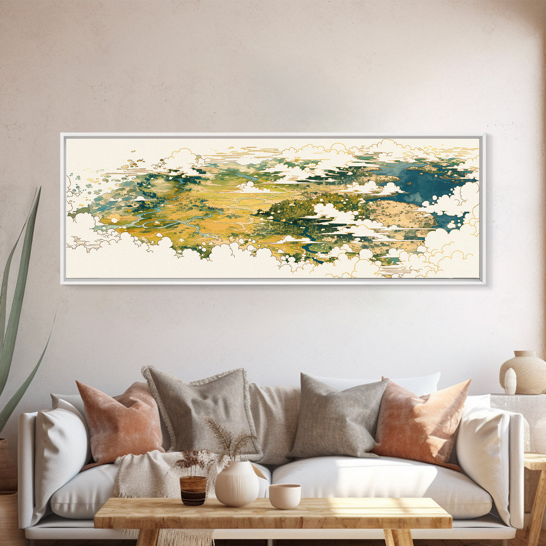 Quiet Abstract River Shape Canvas Print, General Fine Art, Wall Art, Living Room Decor, Abstract Art, Printable, GEN-3x1-88