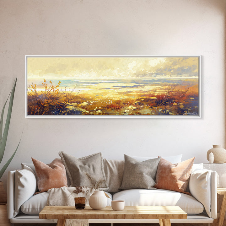 Quiet Abstract Landscape Framed Canvas Print, General Fine Art, Boho Decor, Living Room Decor, Fine Art, Wall Decor, GEN-3x1-89
