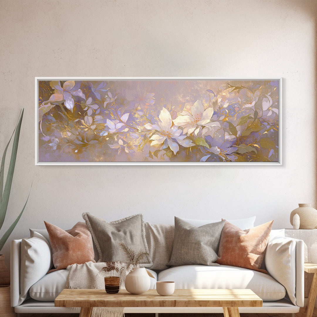 Large Neutral Floral Study Framed Canvas Print, General Fine Art, Framed Wall Art, Living Room Decor, Fine Art, GEN-3x1-90