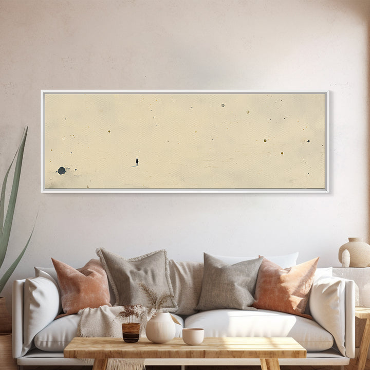 Minimal Black Line Figure on Textured Paper Canvas Print, General Fine Art, Painting, Living Room Decor, Fine Art, GEN-3x1-91
