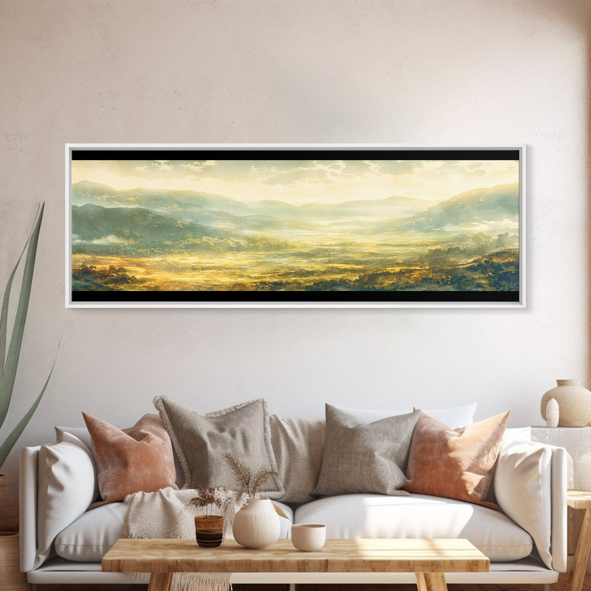 Misty Mountain Valley Canvas Print, General Fine Art, Decor, Living Room Decor, Fine Art, Digital Wall Art, Large Wall Art, GEN-3x1-92