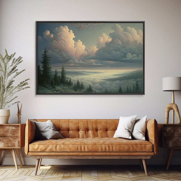 Romantic Cloudscape with Blush and Cream Tones Canvas Print, General Fine Art, Canvas, Living Room Decor, Oil Painting, GEN-3x2-22