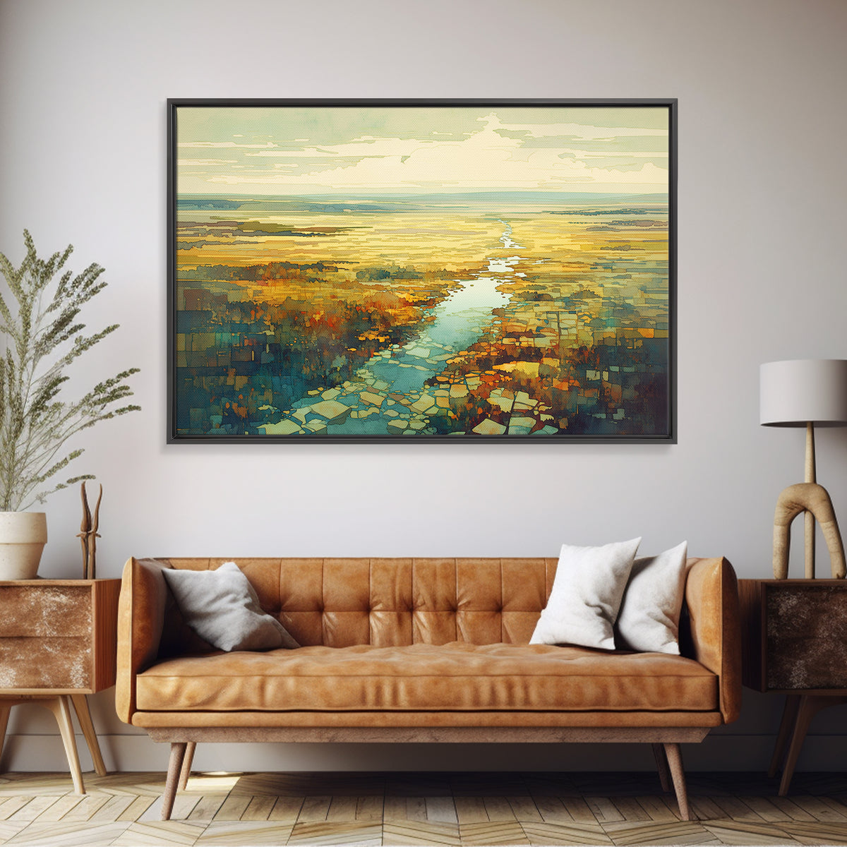 Quiet Abstract River Shape Canvas Print, General Fine Art, Canvas, Living Room Decor, Abstract Art, Canvas Art, GEN-3x2-4