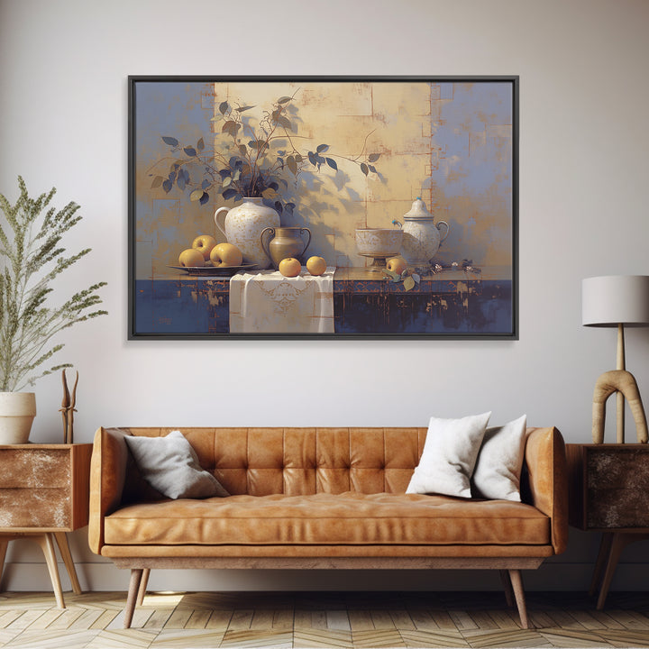 Simple Still Life of Fruit and Linen Canvas Print, General Fine Art, Digital Print, Living Room Decor, Abstract Art, GEN-3x2-44