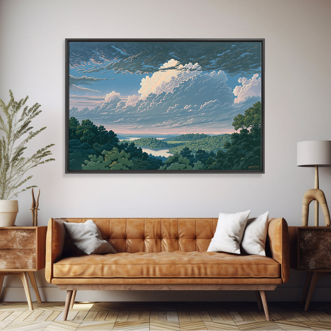 Romantic Cloudscape with Blush and Cream Tones Canvas Print, General Fine Art, Large Wall Art, Living Room Decor, GEN-3x2-46