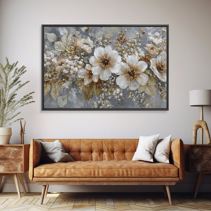Botanical Silhouette Series Canvas Print, General Fine Art, Neutral Decor, Living Room Decor, Oil Painting, Home Decor, GEN-3x2-49