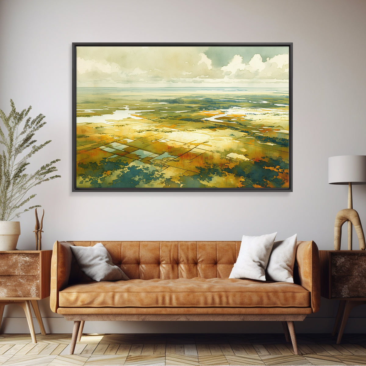 Quiet Abstract Landscape Framed Canvas Print, General Fine Art, Abstract Art, Living Room Decor, Oil Painting, GEN-3x2-5