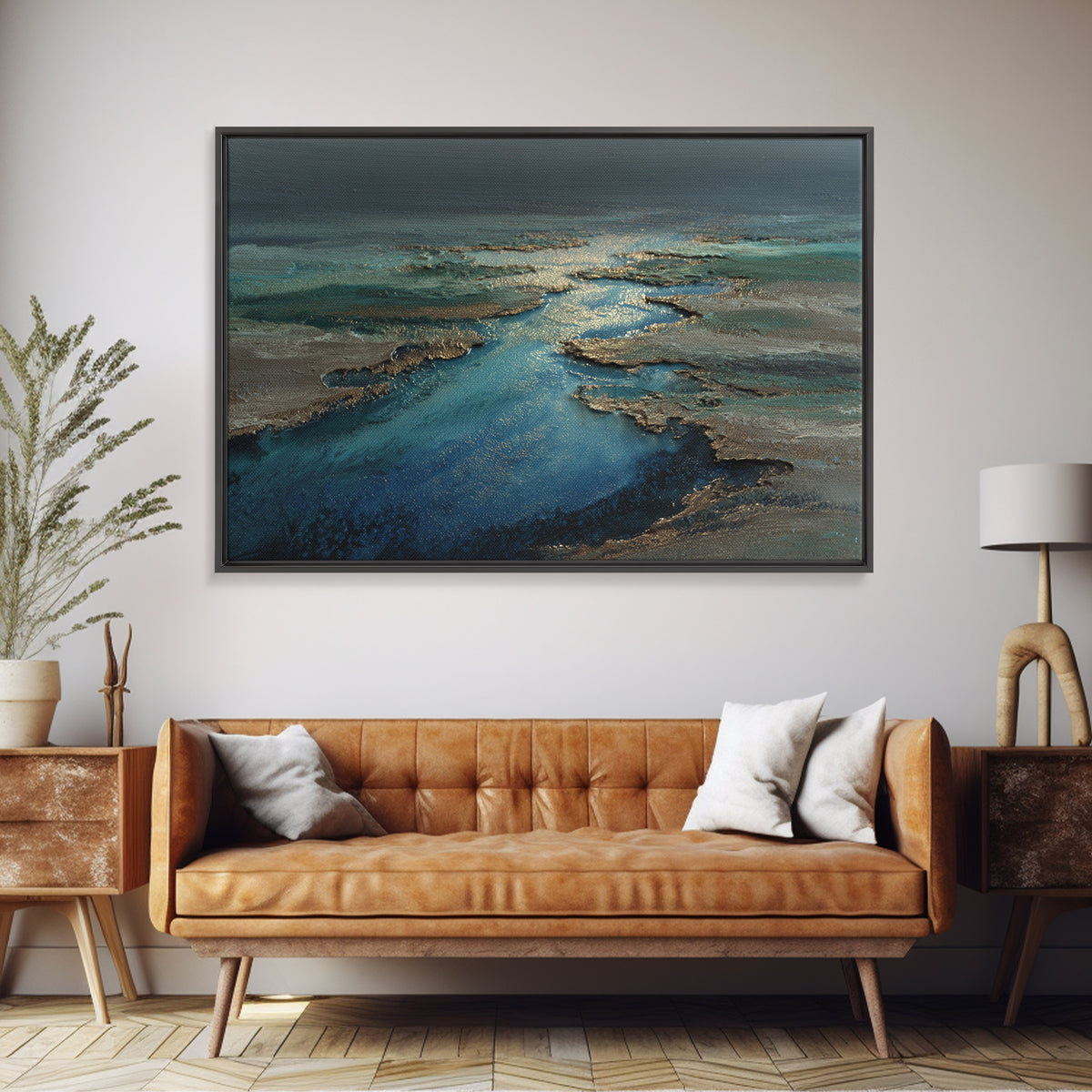 Quiet Abstract River Shape Canvas Print, General Fine Art, Canvas Wall Art, Living Room Decor, Fine Art, Textured Painting, GEN-3x2-52