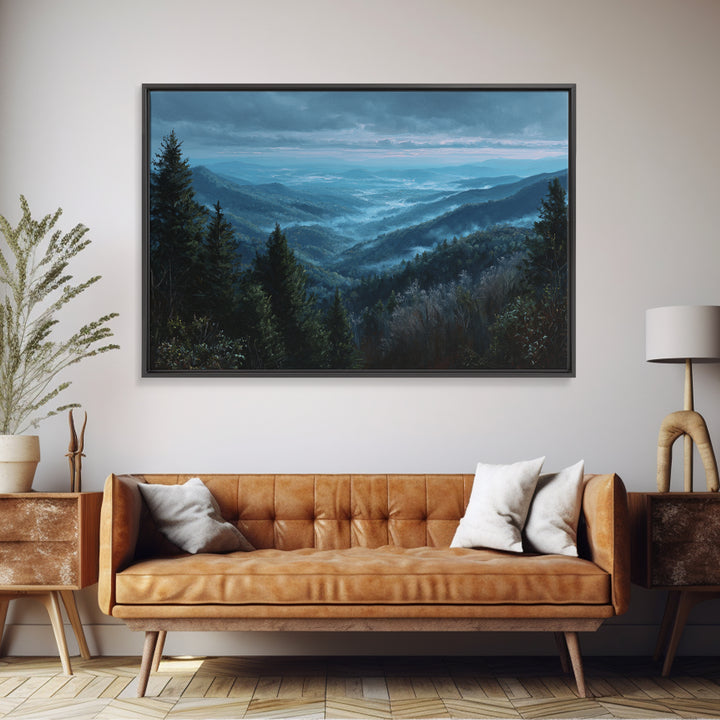 Misty Mountain Valley Canvas Print, General Fine Art, Room Decor, Living Room Decor, Fine Art, Digital Prints, GEN-3x2-56