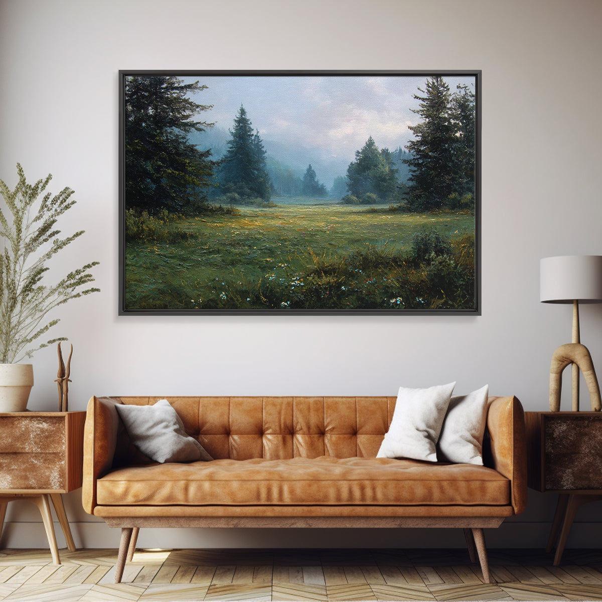 Sunlit Meadow with Loose Impressionist Brushwork Canvas Print, General Fine Art, Digital Wall Art, Living Room Decor, Fine Art, GEN-3x2-66
