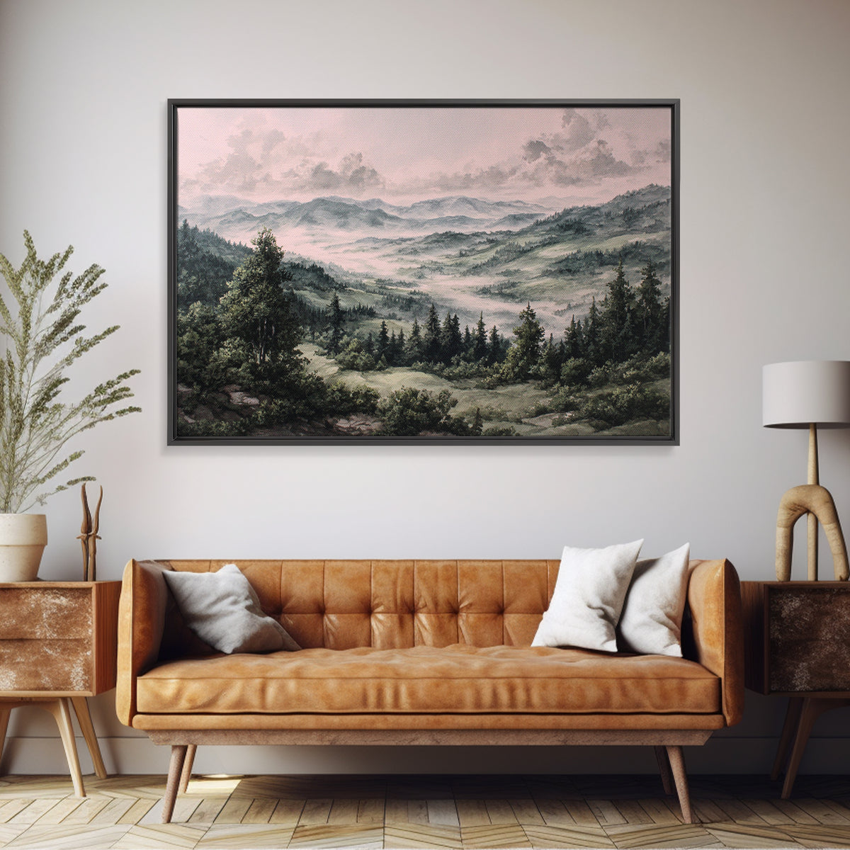 Elegant Ink Wash Landscape Canvas Print, General Fine Art, Contemporary Art, Living Room Decor, Fine Art, Digital Art, GEN-3x2-72